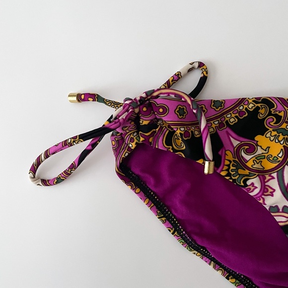 Swim Systems Black Purple Ivory Side Tie Madrid Bikini Bottom NWT Small Mandala - Picture 2 of 10